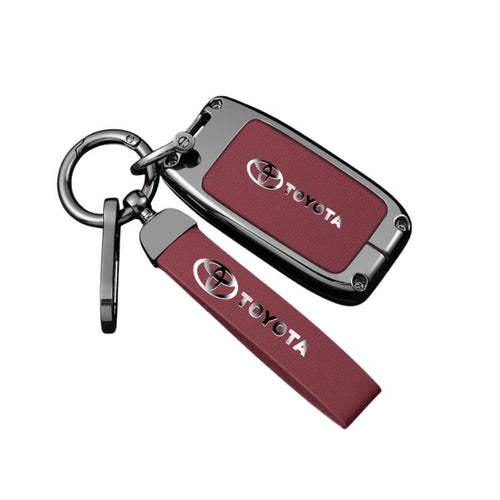 Toyota Full Metal  Coverage + PU Leather Car Key Fob Case Cover For Corolla, Camry, Prado, Avalon