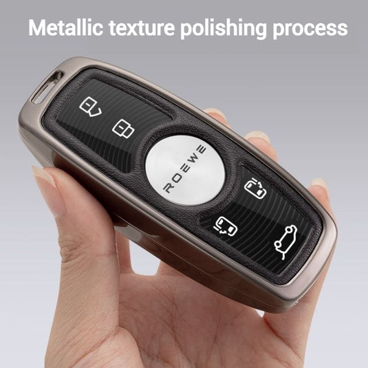 Roewe Zinc Alloy + Leather Car Key Fob Case Cover For Ei5, ERX5, eRX5, MARVEL X, i6, iMAX8