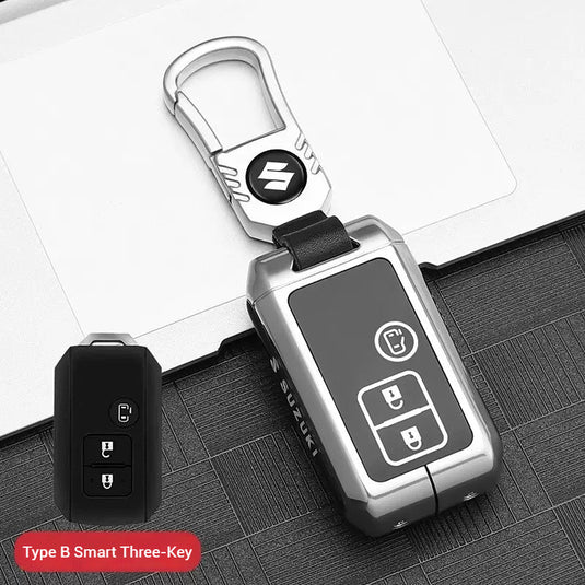 Suzuki Zinc Alloy + Silicone Car Key Fob Case Cover For Dzire, Ertiga, Vitara, Brezza, Baleno, Hustler, Jimny