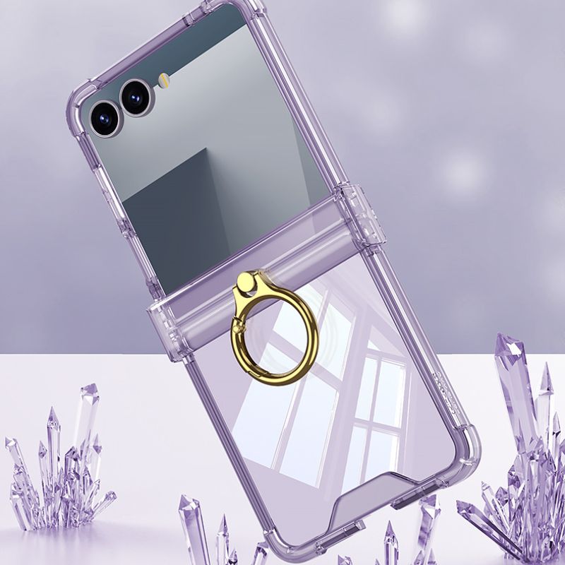 Load image into Gallery viewer, Samsung Galaxy Z Flip7 PC + TPU Full Covered Hinge Transparent Airbag Foldable Ring Case
