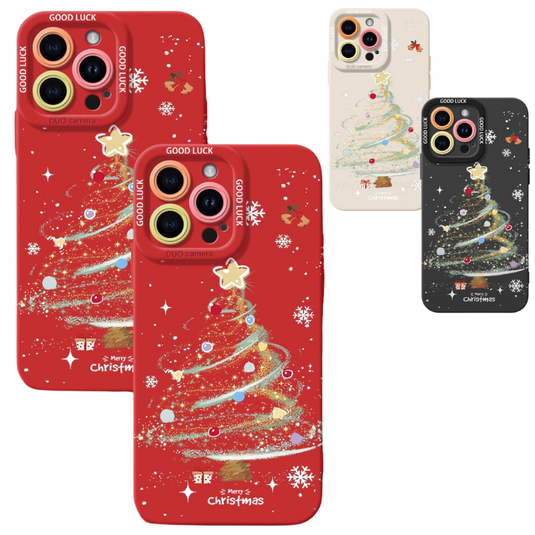 Apple iPhone 14/Pro/Pro Max/Plus Shiny Christmas Tree Shockproof Silicone Blingbling Series Case