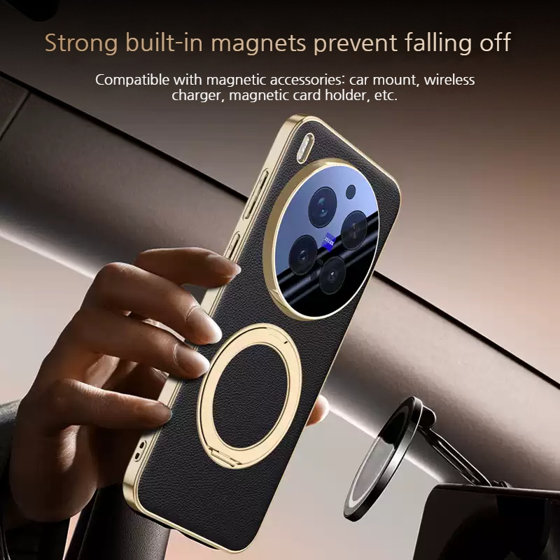 Load image into Gallery viewer, [With Metal Bracket] VIVO X300/X300s/Pro/Ultra - PU Leather Full Coverage Shockproof Case
