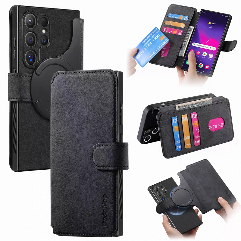 Load image into Gallery viewer, [Magsafe Compatible][Detachable] Samsung Galaxy S23 /Plus /Ultra /FE Leather Flip Shockproof Wallet Series Case With Card Slot
