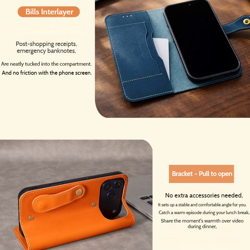 Load image into Gallery viewer, [With Card Slot] Apple iPhone 18 Pro &amp; Max - HANATORA Premium Genuine Leather Flip Wallet Case
