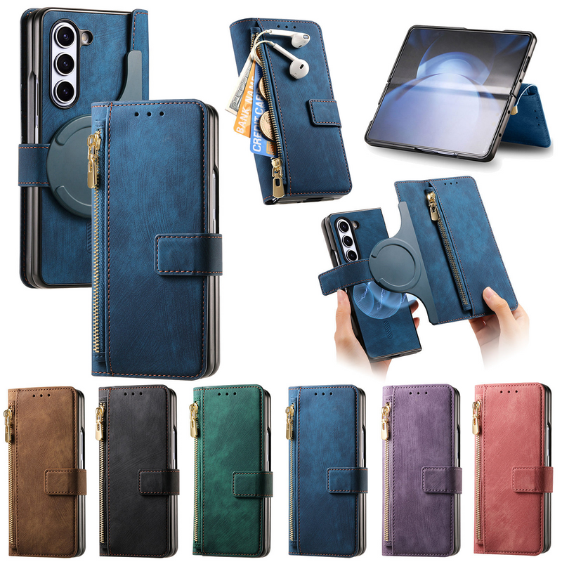 Load image into Gallery viewer, [With Card Slot] Samsung Galaxy Z Fold7 - Multi-functional Leather Wallet Case With Magnetic Flip Cover
