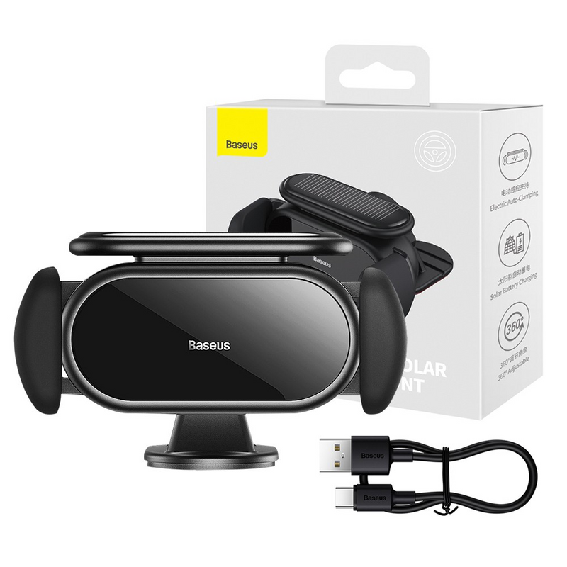 Load image into Gallery viewer, Baseus Steel Cannon Pro Solar Electric Car Mount - Black
