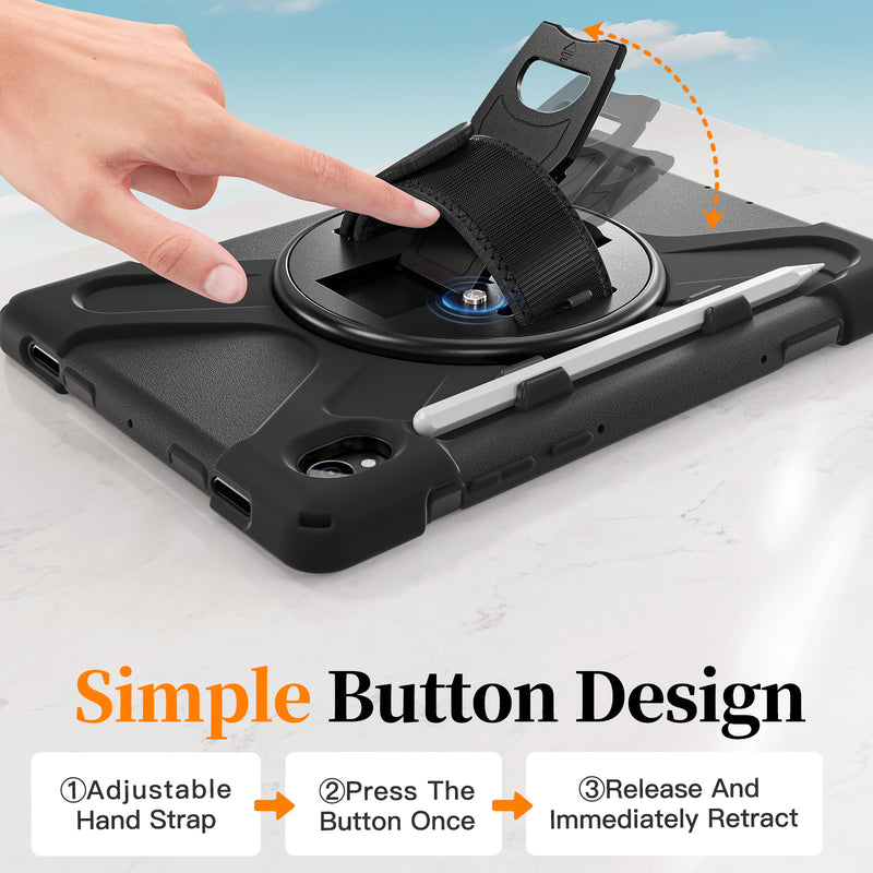 Load image into Gallery viewer, Samsung Galaxy Tab S11 (2025) 11&quot; - Heavy Duty 360 Degree Rotate Stand Hand Strap Case With Shoulder Strap
