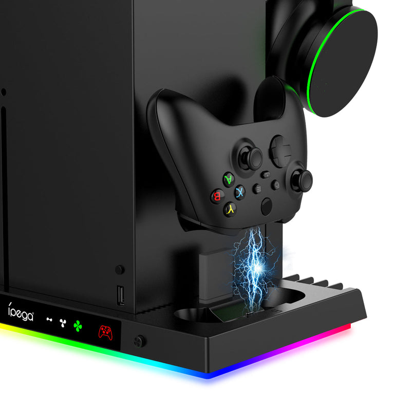 Load image into Gallery viewer, Xbox Series X - All in One Multi Function RGB Light Effect Cooling Fan Base Stand Charging Station - Polar Tech Australia
