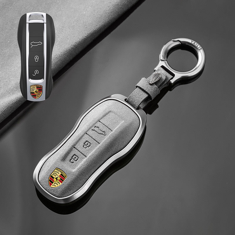 Load image into Gallery viewer, Porsche Luxury Suede Car Key Fob Case Cover For Macan, Cayenne, 911, Panamera, 718, Taycan, 992
