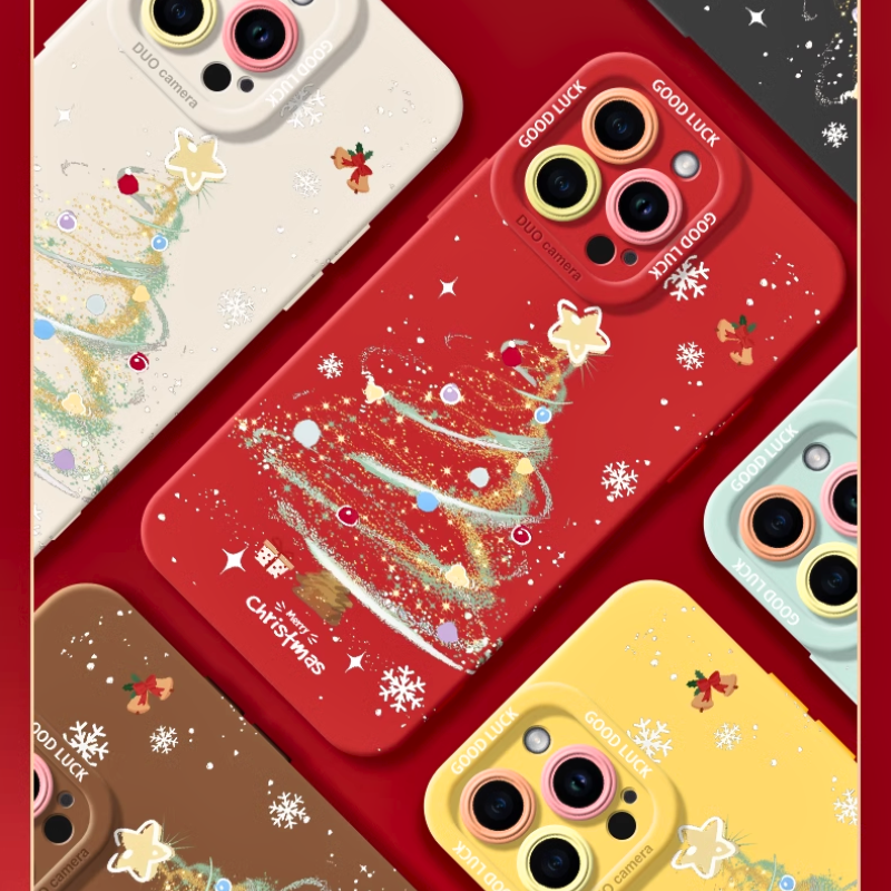 Load image into Gallery viewer, Apple iPhone 14/Pro/Pro Max/Plus Shiny Christmas Tree Shockproof Silicone Blingbling Series Case
