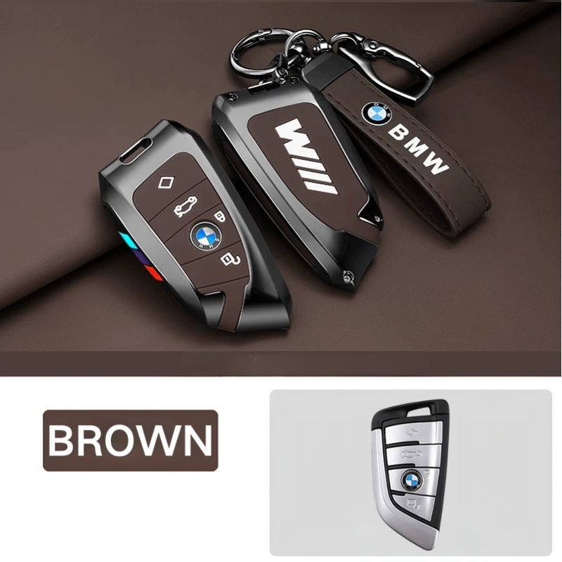 Load image into Gallery viewer, BMW Premium Leather Protection Car Key Fob Case Cover For BMW 5 Series (530), 3 Series (330Li), 7 Series, X1, X3, X5, iX3 (2026)
