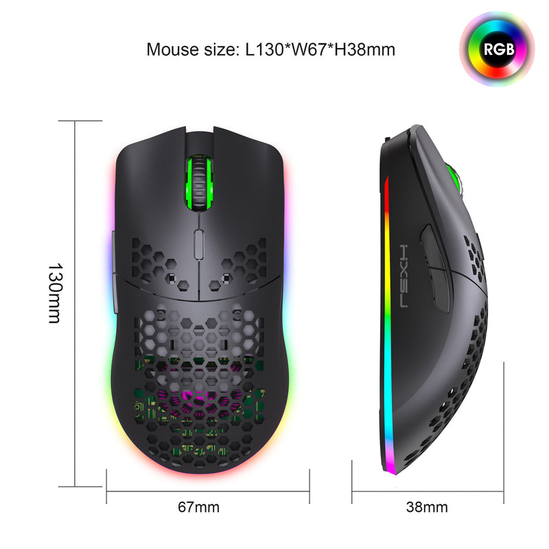 Load image into Gallery viewer, Wireless Lightweight RGB Gaming Mouse With Honeycomb Shell 6 Programmable Buttons
