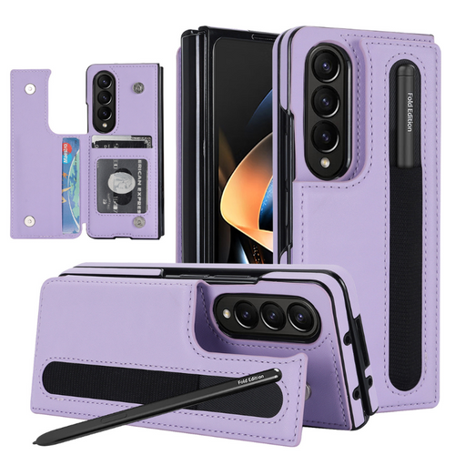 [With Card Slot] Samsung Galaxy Z Fold 5 SM-F946 Dual-clasp Foldable Stand Business Shockproof Wallet Series Case