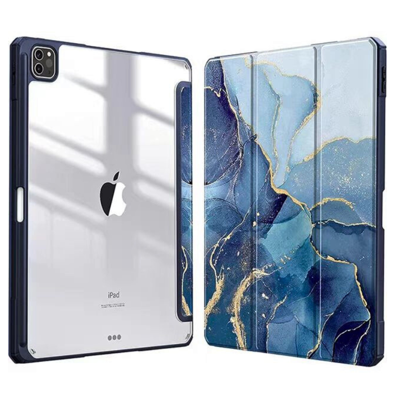 Load image into Gallery viewer, Apple iPad Pro 11-inch 3rd Gen (2018) Painted Marble Transparent Acrylic Flip Case With Pen Slot
