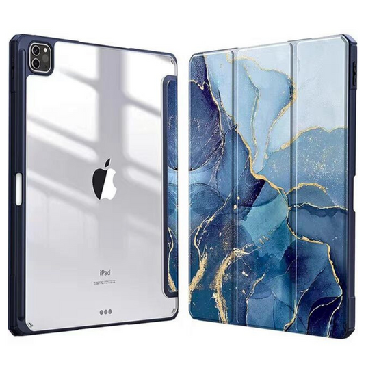 Apple iPad Mini 5 7.9'' 5th Gen (2019) Painted Marble Transparent Acrylic Flip Case With Pen Slot