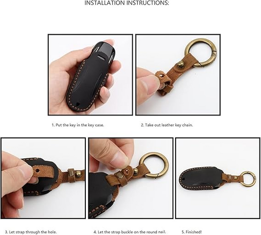 Tesla Handcrafted Genuine Leather Car Key Fob Protective Cover Case For Model 3, Y, S, X