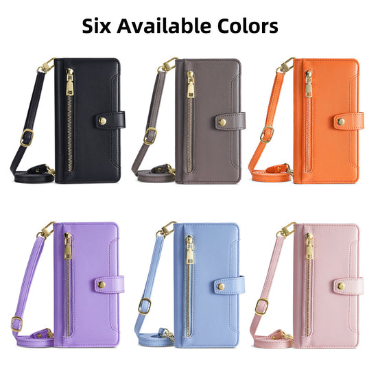 [With Lanyard] Samsung Galaxy A17 (SM-A176) PU Leather Shockproof Wallet Case With Card Slot