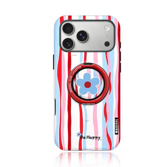 [Magsafe Compatible] Apple iPhone 17/Air/Pro/Max - Minimalist Stripe Shockproof Stand Case