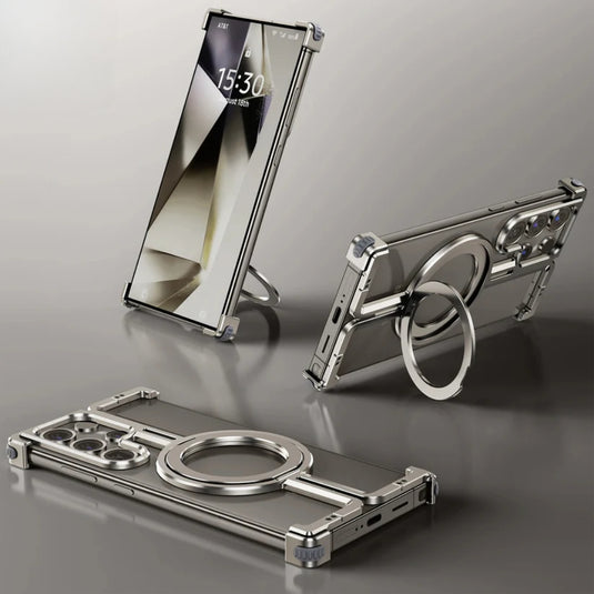 Samsung Galaxy S24/Plus/Ultra - Metal Frame Stand Magsafe Magnetic Phone Case