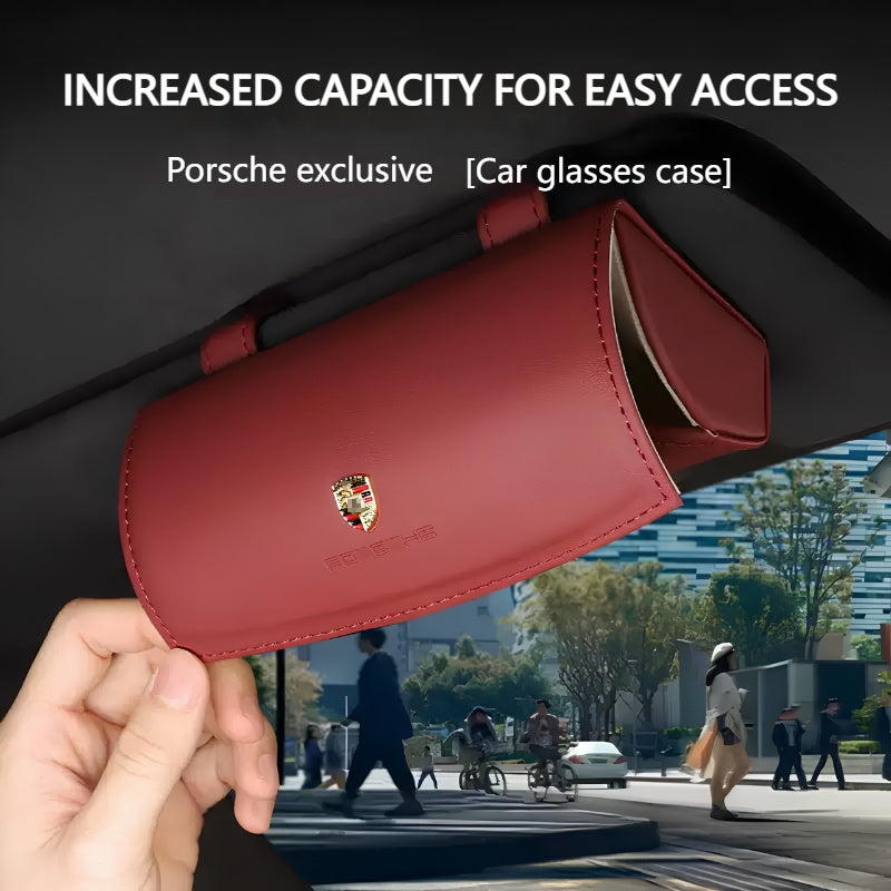 Load image into Gallery viewer, Porsche PU Leather Car Sunglasses Holder for Macan, Cayenne, 718, Panamera, 911, Taycan - i-Station Mobile Phone &amp; Electronic Device Repair and Accessories
