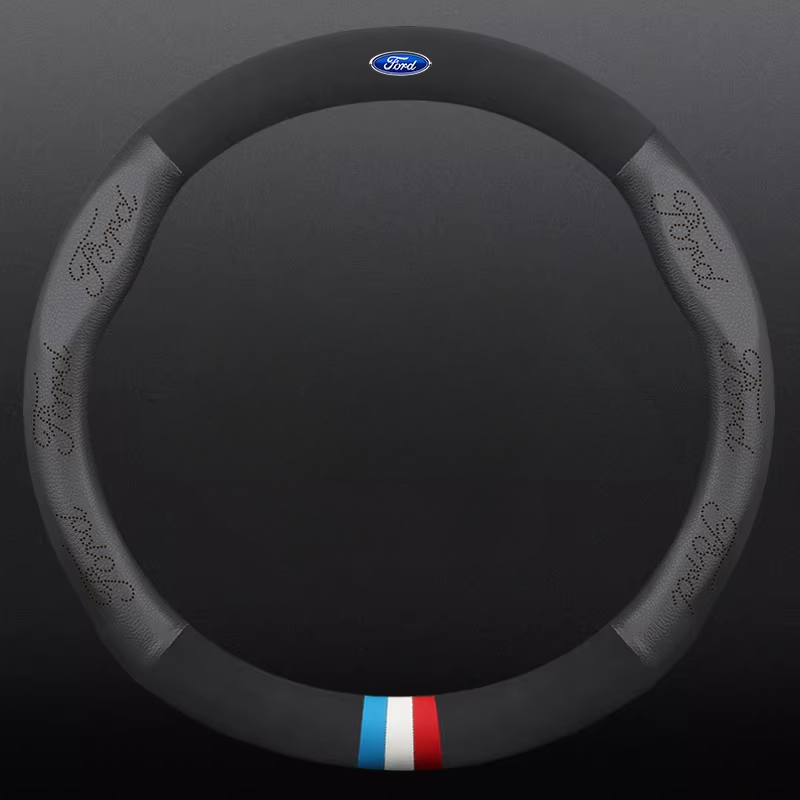 Load image into Gallery viewer, Ford Leather &amp; Carbon Fiber Car Steering Wheel Covers for Mondeo, Focus, Edge, Escort, Kuga, Escape, Taurus
