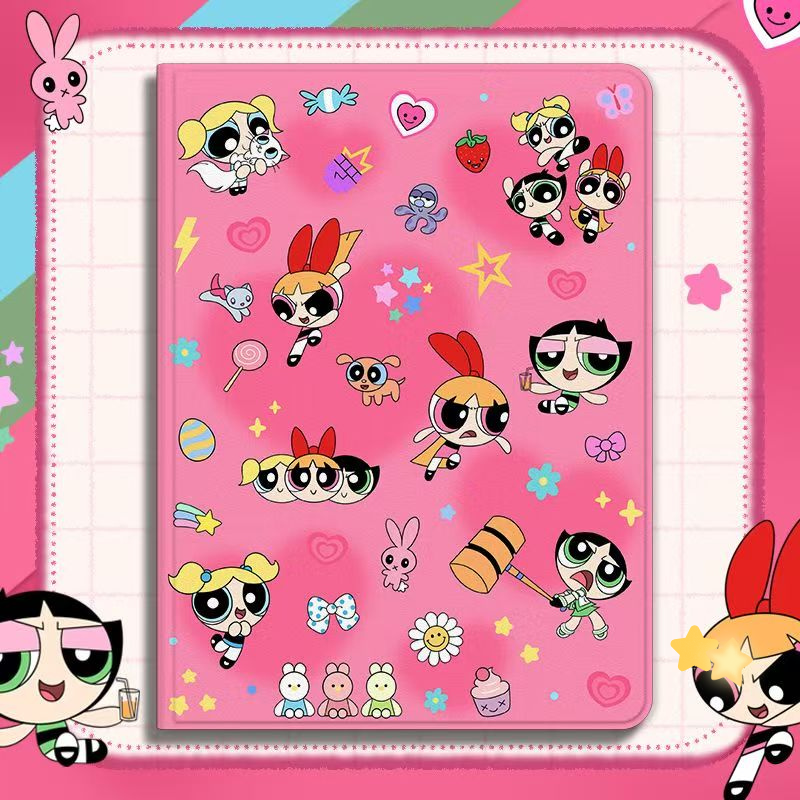 Load image into Gallery viewer, [Detachable][Built-in Pen Slot] Apple iPad 5/6 9.7'' 5/6th Gen (2017/2018) Powerpuff Girls Smart 360° Degree Rotate Stand Shockproof Flip Cover Case
