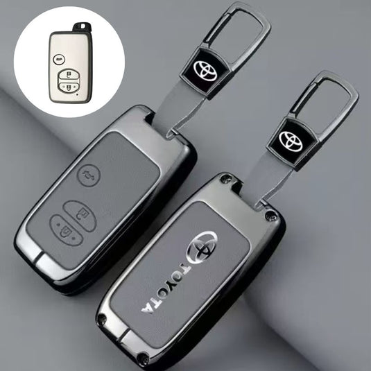Toyota Full Metal Coverage + PU Leather Car Key Fob Case Cover For Corolla, Camry, Prado, Avalon, Landcruiser