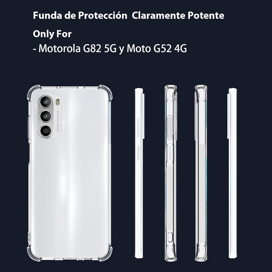 Motorola Moto G82 5G / Moto G52 - AirPillow Cushion Transparent Soft Clear TPU Four Corners Protective Case With 2PC 9H Tempered Glass Screen Protector