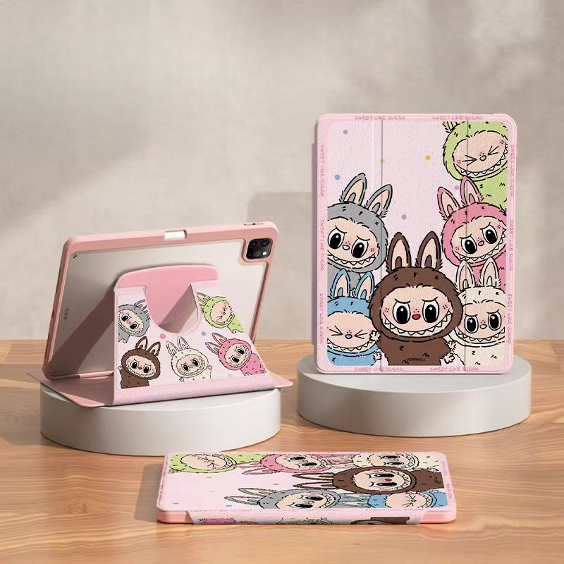 Load image into Gallery viewer, [With Pen Slot][360° Rotatable] Apple iPad Air 11-inch M2/3 (2024/2025) Labubu Cartoon Tri-Fold Flip Protective Case
