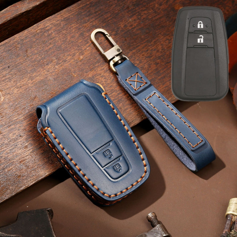 Load image into Gallery viewer, Toyota Handcrafted Genuine Leather Car Key Protective Case For Camry, C-HR, Corolla, RAV4, Avalon, Land Cruiser, Prado, Prius
