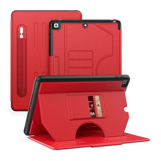 [With Card Slot] Apple iPad 10.2" 7th/8th/9th (2019/2020/2021) - PC + TPU + PU 3 in 1 Smart Magnetic Auto Sleep Drop Proof Case