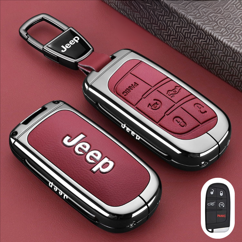 Load image into Gallery viewer, Jeep Premium Leather Protection Car Key Fob Case Cover for Grand Cherokee, Renegade, Compass, Commander, Cherokee - i-Station Mobile Phone &amp; Electronic Device Repair and Accessories
