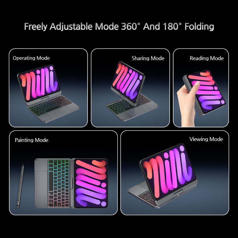 Load image into Gallery viewer, [With Backlit] Apple iPad Mini 6/7 8.3'' 6/7th Gen (2021/2024) 360-Degree Rotatable Magnetic Smart Wireless Toupad Keyboard Case - i-Station Mobile Phone &amp; Electronic Device Repair and Accessories
