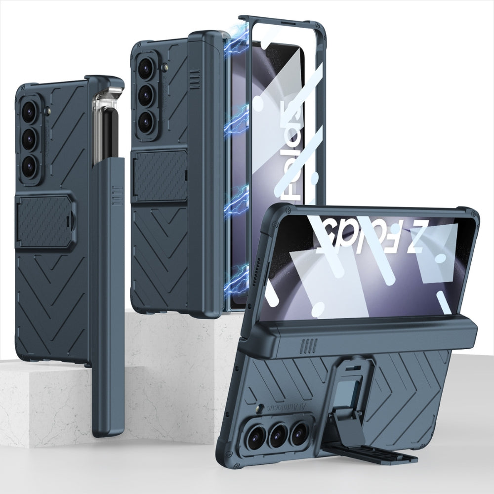 [With Pen Slot] [With Stand] Samsung Galaxy Z Fold 5(SM-F946) - Foldable Magnetic S Pen Creative Storage Armor Protective Case - i-Station Mobile Phone & Electronic Device Repair and Accessories