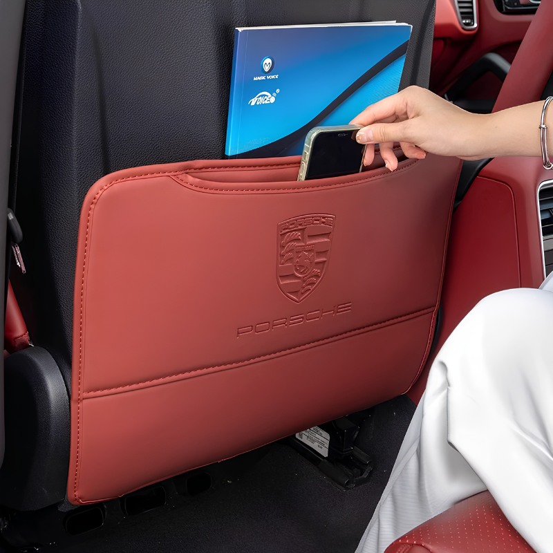 Load image into Gallery viewer, Porsche Seat Back Protector Mat – Anti-Kick Pad with Storage For New Cayenne, Macan, Panamera
