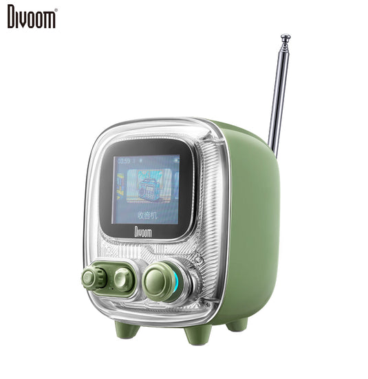 Divoom Tiivoo-2 FM Radio Bluetooth Speaker With Alarm Clock And Upload Photos,Pixel Art Retro Mini Small Cute Wireless Speaker For Party Office Home Desk Bedroom