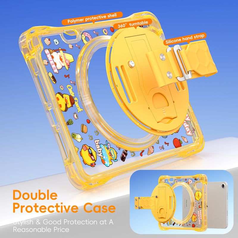 Load image into Gallery viewer, [Built-in Pen Slot][With Shoulder Strap] Apple iPad Mini 6/7 8.3&#39;&#39; 6/7th Gen (2021/2024) Cartoon Kids Transparent Anti-Drop Protective Stand Case
