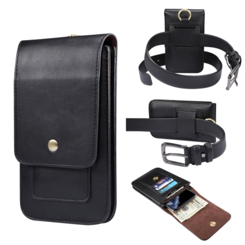 Load image into Gallery viewer, Lambskin Texture Men Universal Samsung Phone Double Lattice Waist Bag Leather Case
