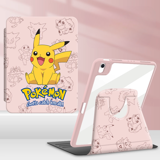 [Built-in Pen Slot] Apple iPad 7/8/9 10.2'' 7/8/9th Gen (2019/2020/2021) Pokémon Smart 360° Degree Rotate Stand Shockproof Flip Cover Case