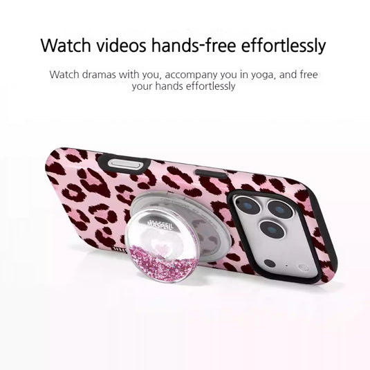 [Magsafe Compatible] Apple iPhone 17/Air/Pro/Max - Minimalist Leopard Print Shockproof Stand Case