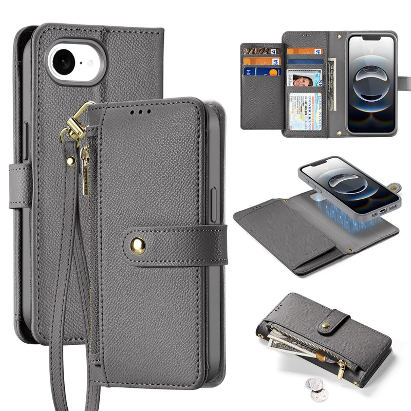 Load image into Gallery viewer, [Detachable][With Card Slot] Apple iPhone 16e - Detachable Magnetic Genuine Leather Wallet Case
