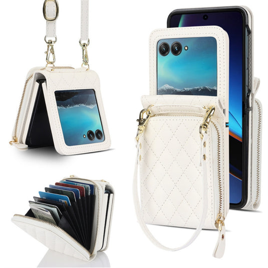 [With Shoulder Strap] Motorola Razr 40/Ultra - PU leather Crossbody Wallet Style Shockproof Phone Case