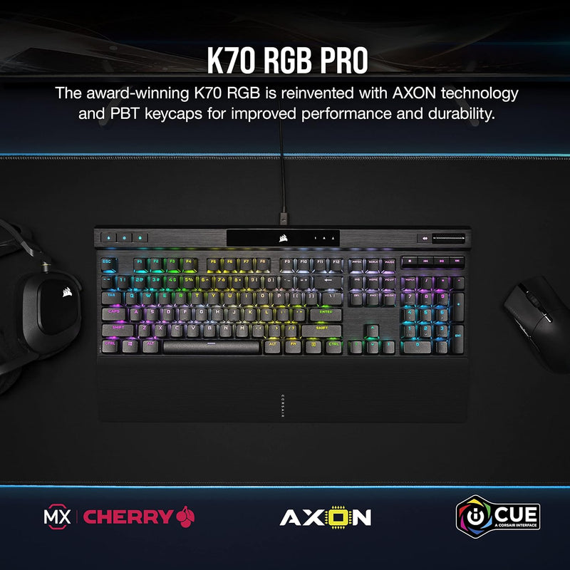 Load image into Gallery viewer, CORSAIR K70 RGB PRO Wired Mechanical Gaming Keyboard (CHERRY MX RGB Brown Switches: Tactile and Non-Clicky, 8,000Hz Hyper-Polling, PBT DOUBLE-SHOT PRO Keycaps, Soft-Touch Palm Rest)
