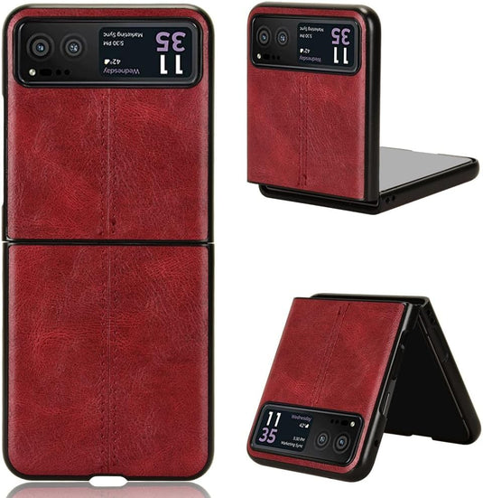 [Built-in Kickstand] Motorola Moto Razr 40/Razr 2023 - PU Leather Shockproof Heavy Duty Case