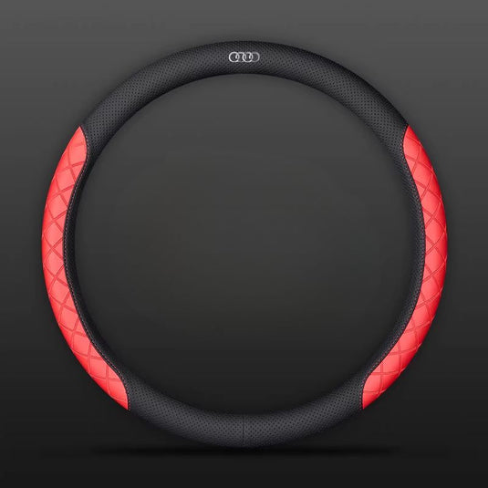 Audi PU Leather Steering Wheel Cover with Heat-Pressed Embossed Texture For A5, A6, A7, A8L, Q2L, Q3, Q4, Q5L, Q7, Q8