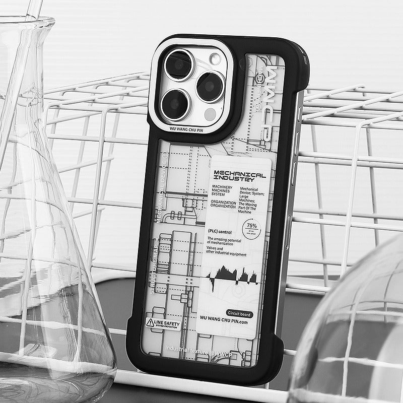 Load image into Gallery viewer, Apple iPhone 14/Pro/ Pro Max borderless mechanical designer blueprint design style Shockproof Fashion Series Case
