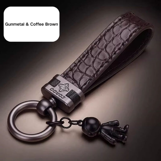 Premium Genuine Leather Keychain Pendant, Refined & Timeless Gift