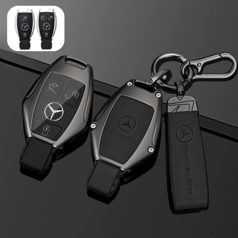 Load image into Gallery viewer, Mercedes Benz Alloy + Leather Protection Car Key Fob Case Cover For Benz A, B, C, E, S, G-Class, GLA, GLB, GLC, GLE, GLS, CLA, CLS, EQC - i-Station Mobile Phone &amp; Electronic Device Repair and Accessories
