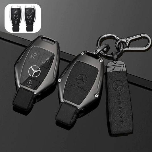 Mercedes Benz Alloy + Leather Protection Car Key Fob Case Cover For Benz A, B, C, E, S, G-Class, GLA, GLB, GLC, GLE, GLS, CLA, CLS, EQC - i-Station Mobile Phone & Electronic Device Repair and Accessories