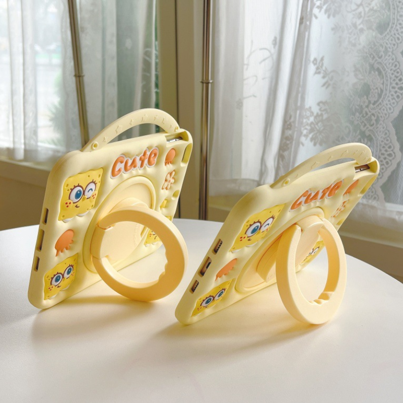 Load image into Gallery viewer, [Built-in Ring Holder][With Pen Slot] Apple iPad 5/6 9.7&#39;&#39; 5/6th Gen (2017/2018) SpongeBob Cartoon Silicone Anti-Drop Protective Case
